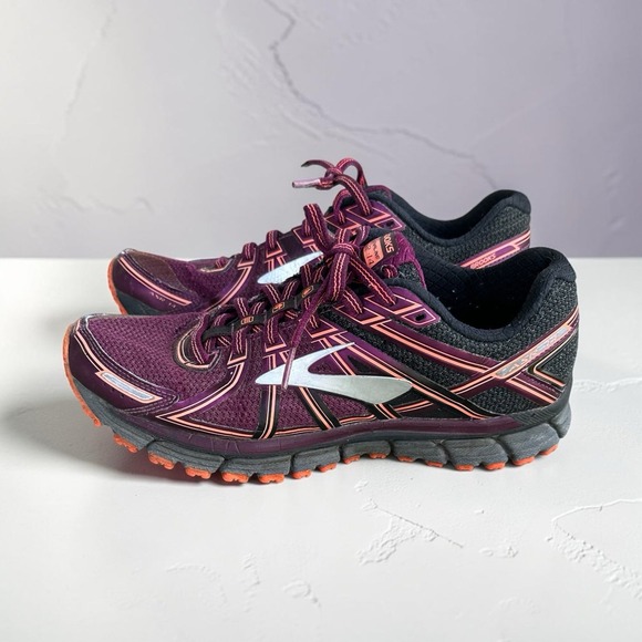 Brooks Shoes - Brooks Adrenaline ASR 14 Women's Running Shoes Mesh Purple Black Orange Low Top